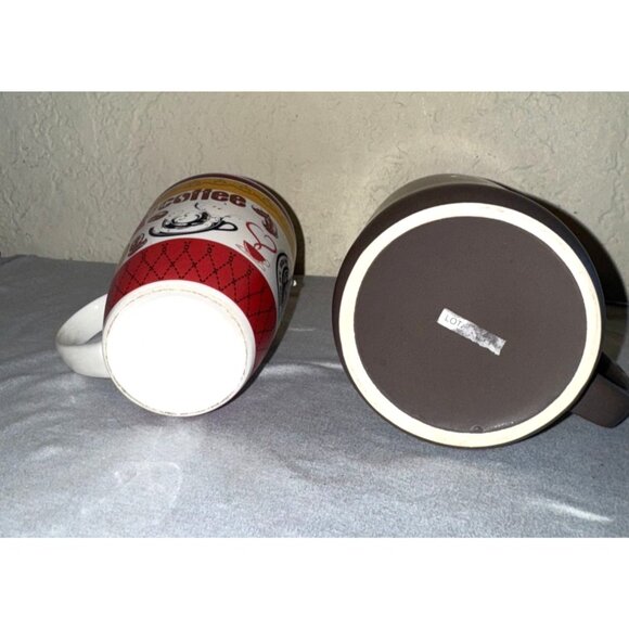 Set Of 2 Coffee Mugs - Cafecito Con Leche Brunch 35 & Red Coffee Design - 12 Oz - Picture 3 of 6
